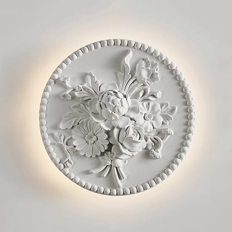 Vintage Wall Lamp French Round Floral Relief Design - Product detail 8