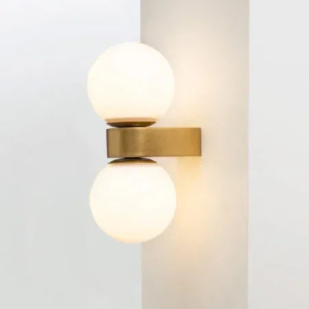 Modern Glass Wall Lamp Dual Sphere Design with Brass Accent - Product detail 5
