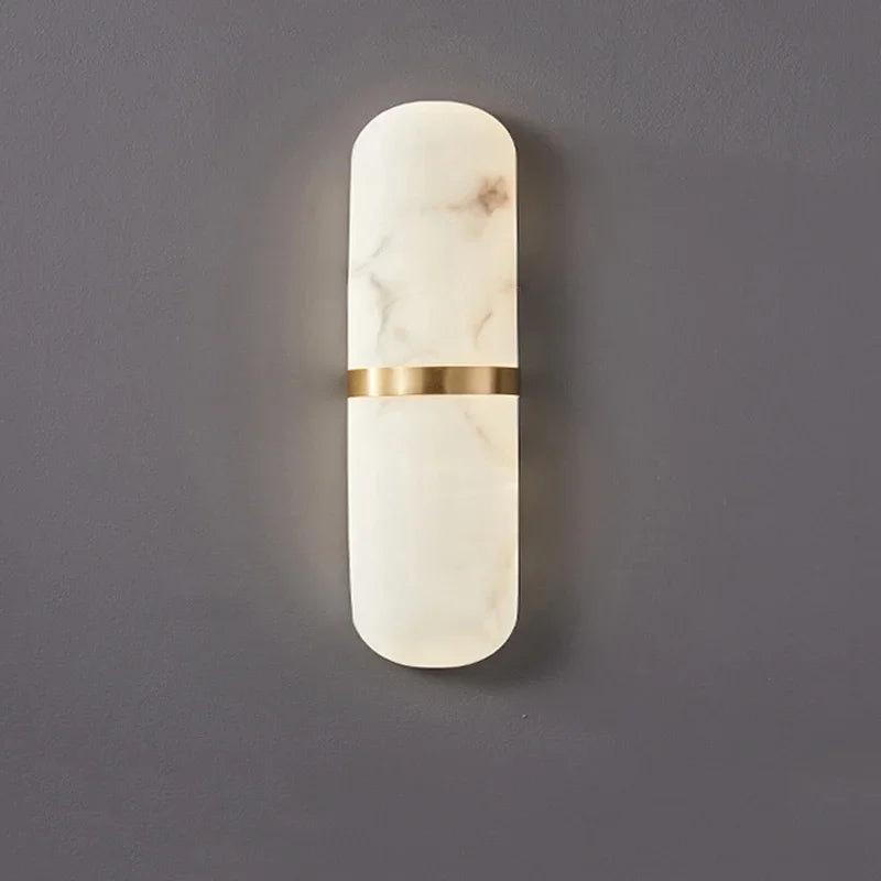 Marble Wall Lamp Oval Capsule Design With Gold Accent - Product detail 5