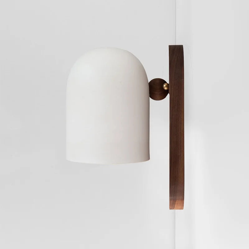 Modern Wall Lamp Walnut Wood with White Shade - Product detail 4