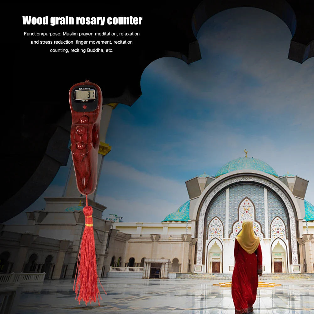 Digital Prayer Counter Wood Grain Design with Tassel - Product detail 4
