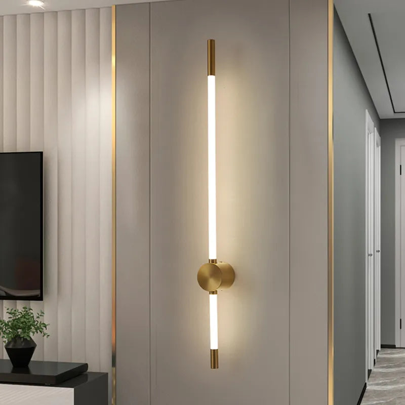 Modern LED Wall Light Linear Brass and White Design - Detailed view
