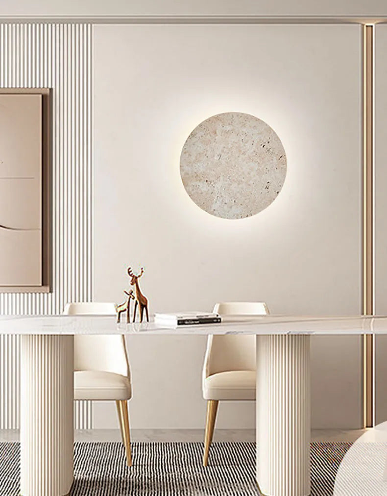 Round Travertine Wall Light Natural Stone LED Sconce - Product detail 9