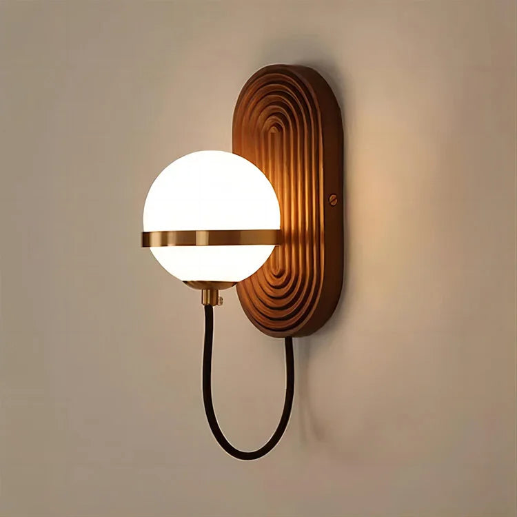 Modern Spherical Wall Lamp Walnut Wood Globe Design - Product detail 10