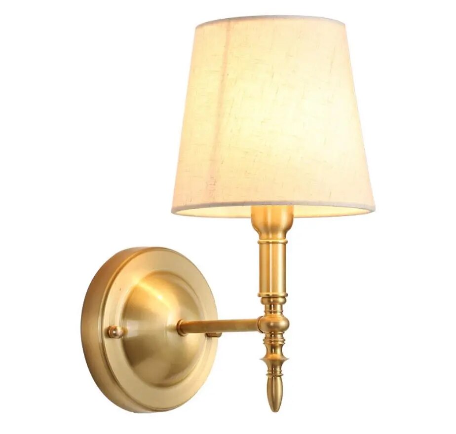Classic Wall Sconce Curved Brass Arm With Fabric Shade - Product detail 5