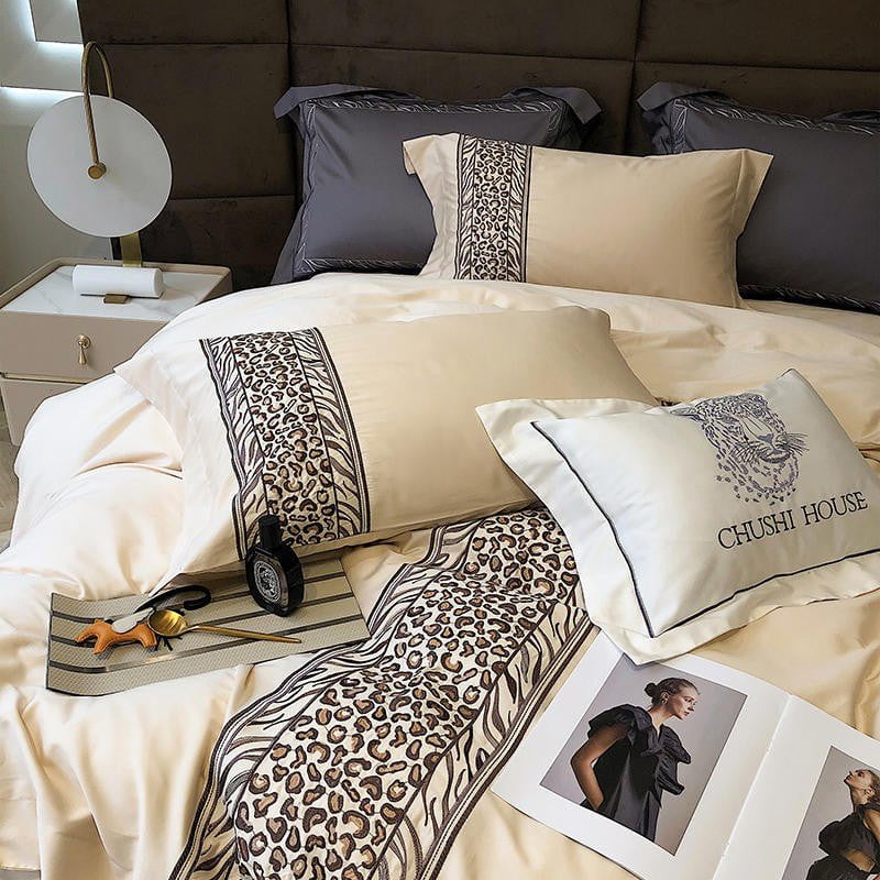 Luxury Egyptian Cotton Bedding Set  Embroidered Grey Pattern - Product detail 18