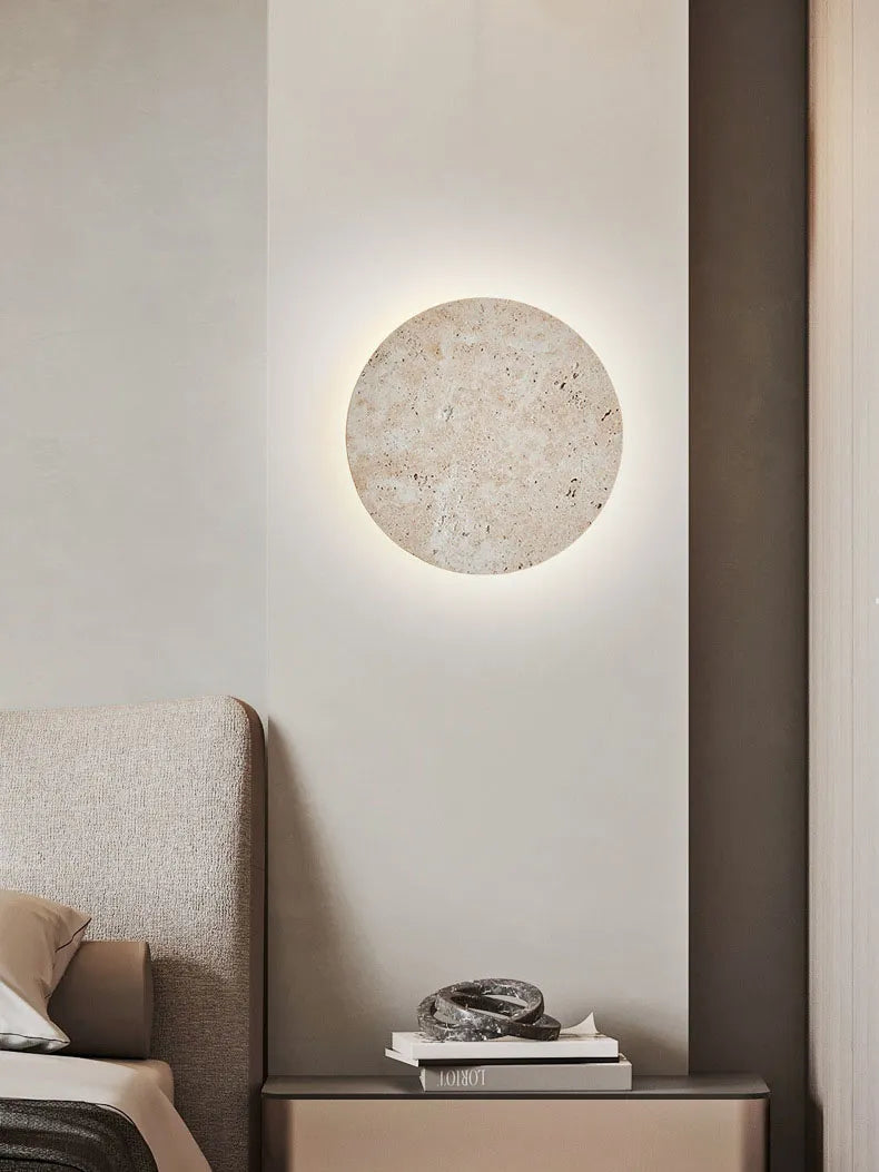 Round Travertine Wall Light Natural Stone LED Sconce - Product detail 7