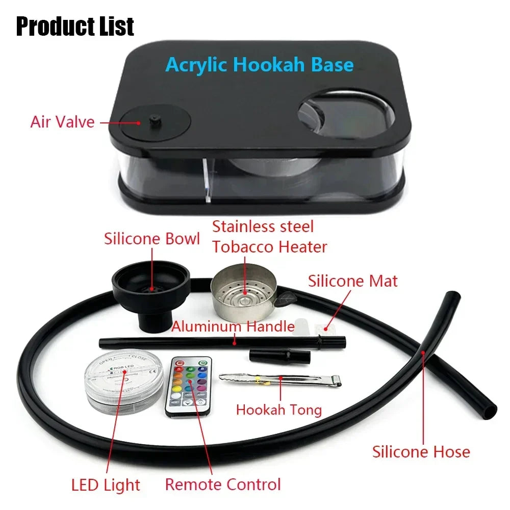 Modern Portable Hookah LED Illuminated Acrylic Design - Product detail 13