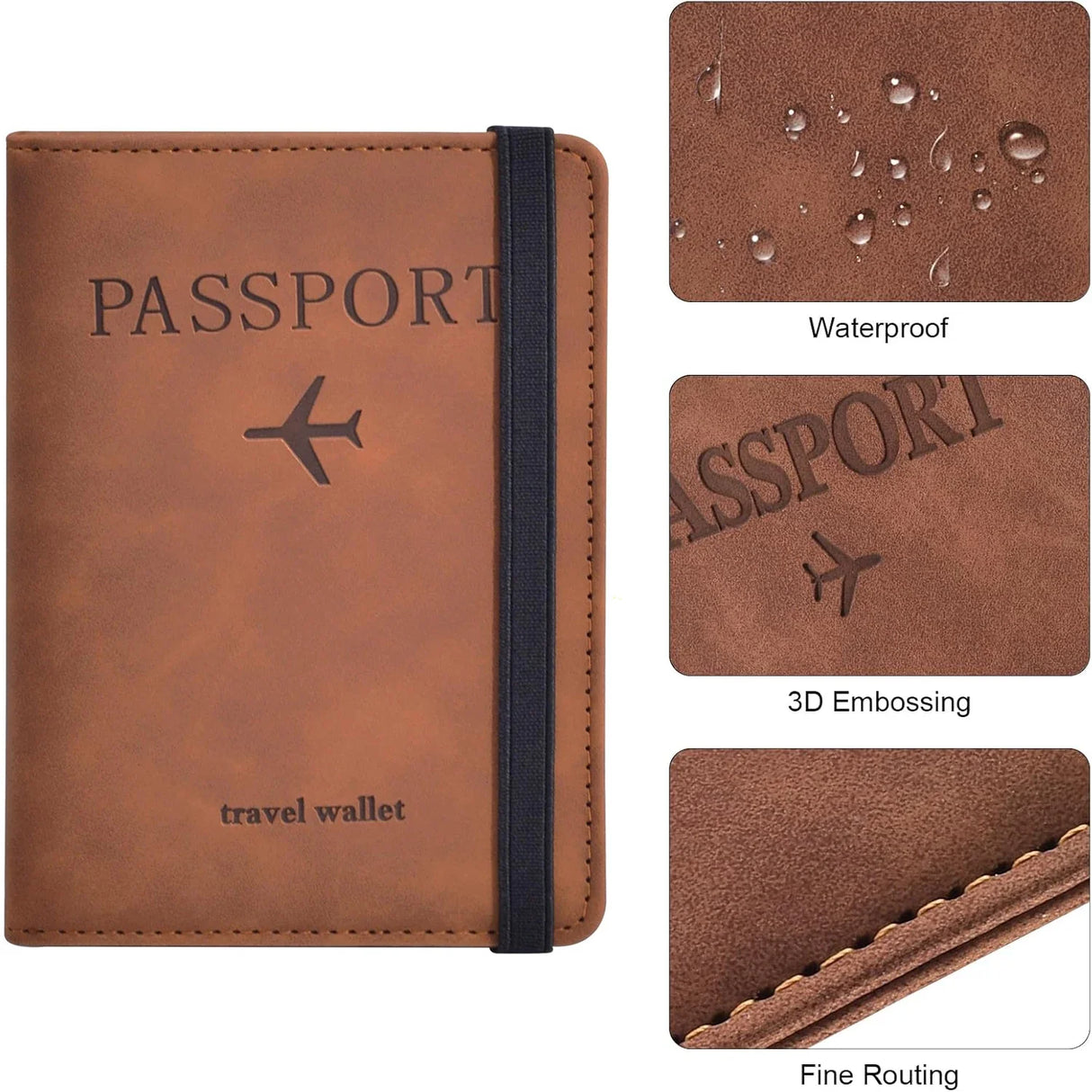 Travel Passport Holder  RFID Leather Card Organizer - Product detail 6