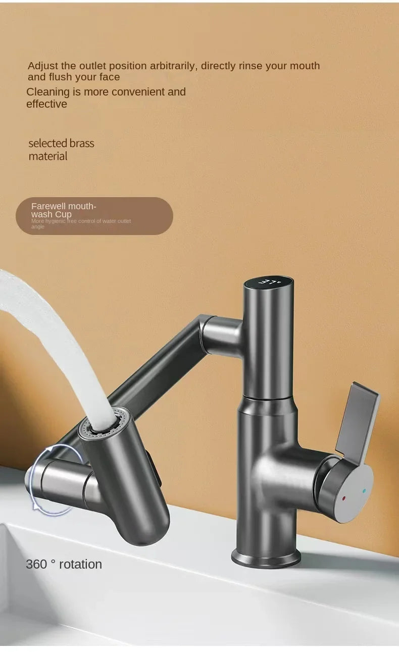 Modern Pull Out Basin Faucet Smart LED Temperature Display - Product detail 8