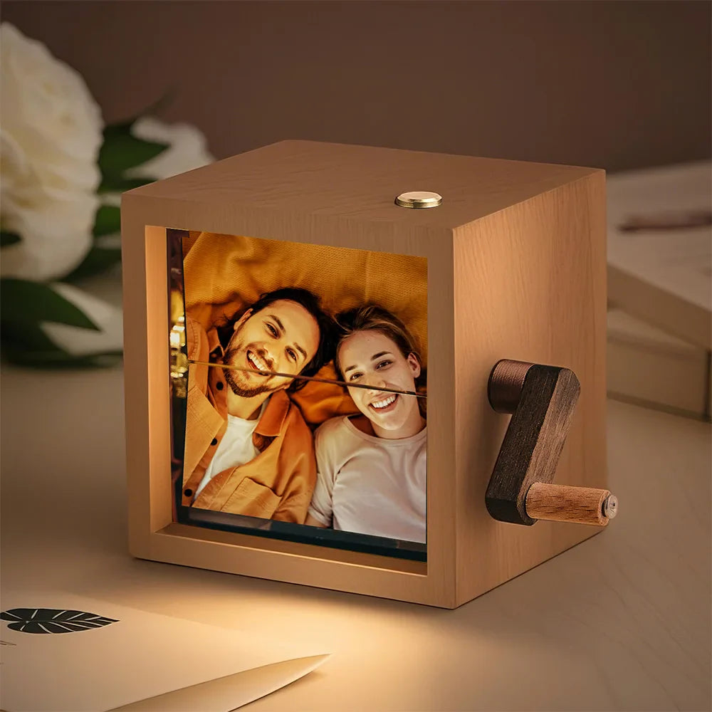 Wooden Photo Flipbook Frame Hand-Cranked Memory Display Box - Product detail 10