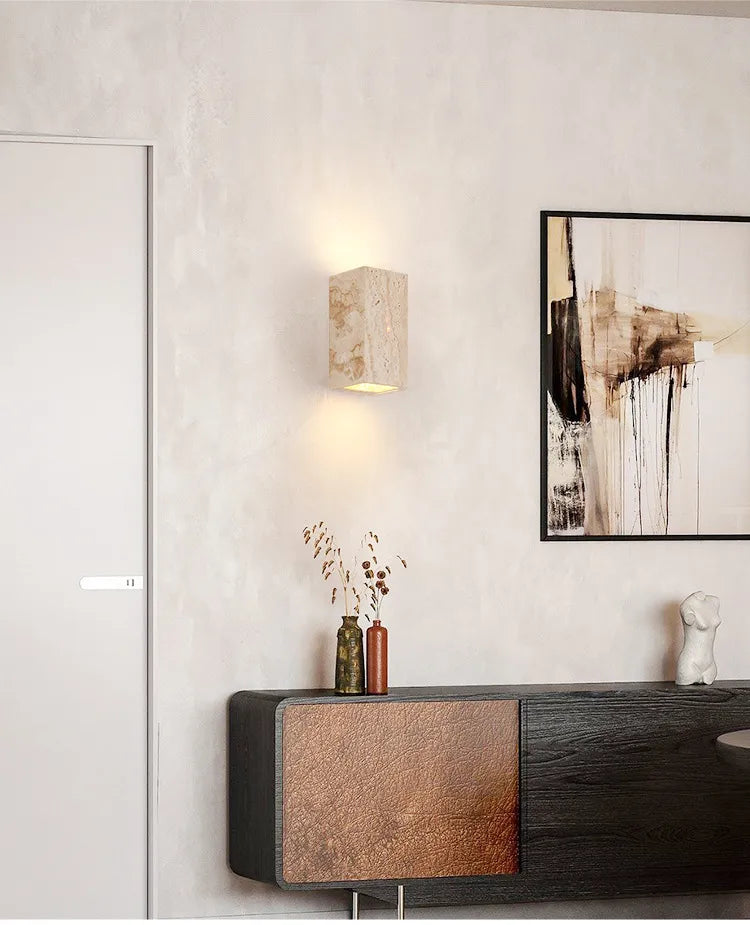 Modern Stone Wall Light Natural Travertine Finish - Product detail 8