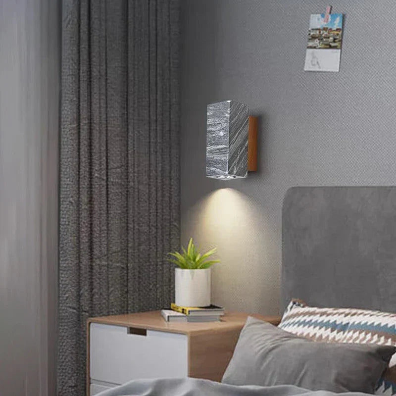 Modern Stone Wall Lamp Grey Cylindrical LED Sconce - Detailed view
