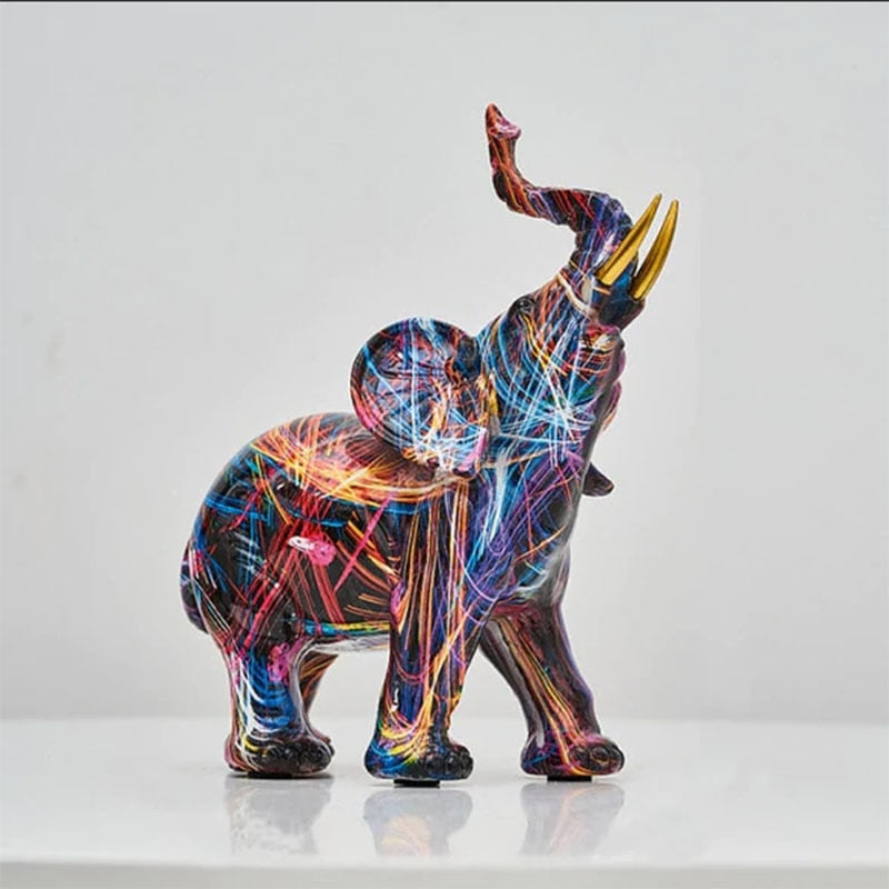 Modern Elephant Sculpture  Abstract Multicolor Design - Detailed view