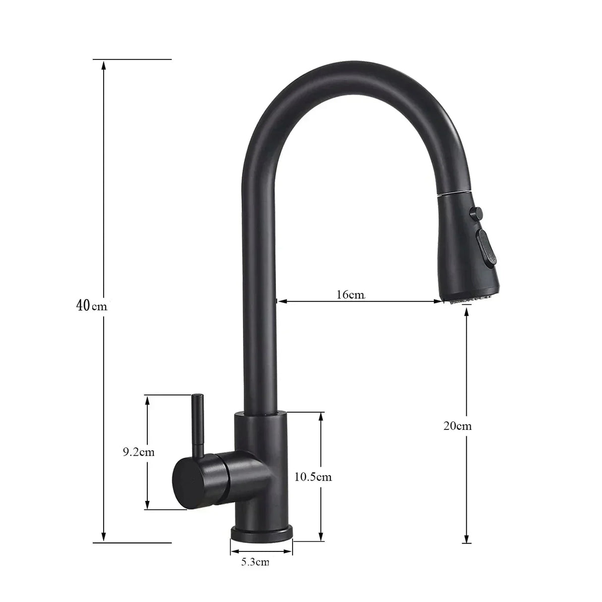 Modern Pull-Down Kitchen Tap  Matte Black Stainless Steel - Product detail 6