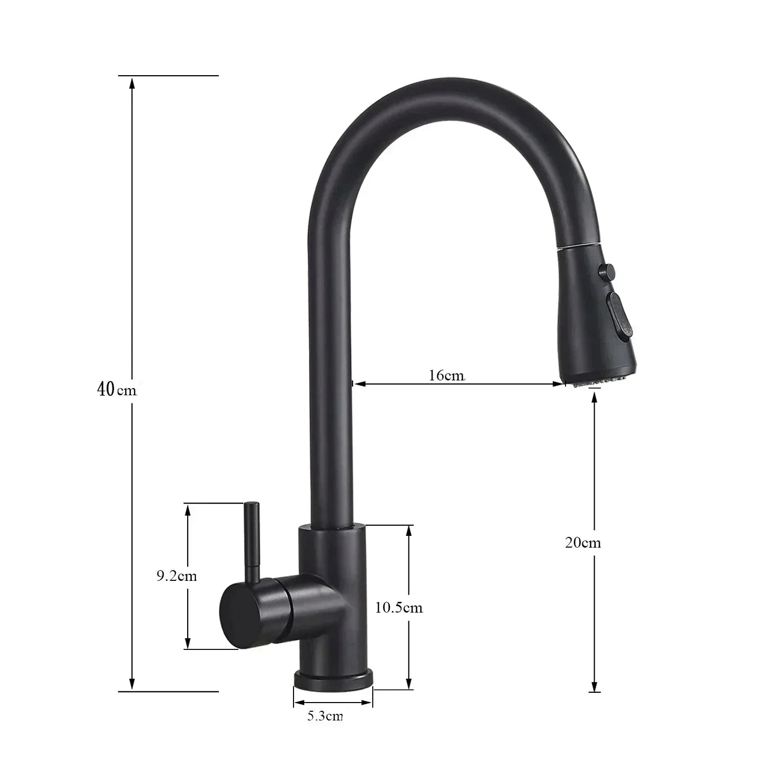 Modern Pull-Down Kitchen Tap  Matte Black Stainless Steel - Product detail 6
