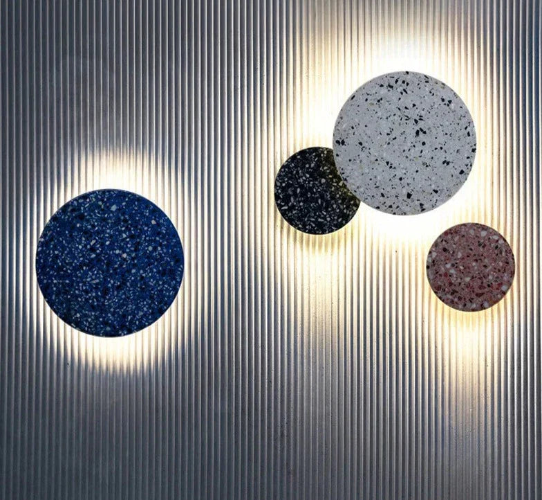 Modern Marble Wall Light Contemporary Round LED Sconce - Detailed view