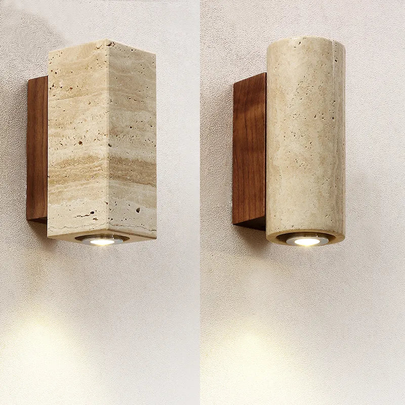 Natural Stone Wall Light Travertine LED Sconce - Product example