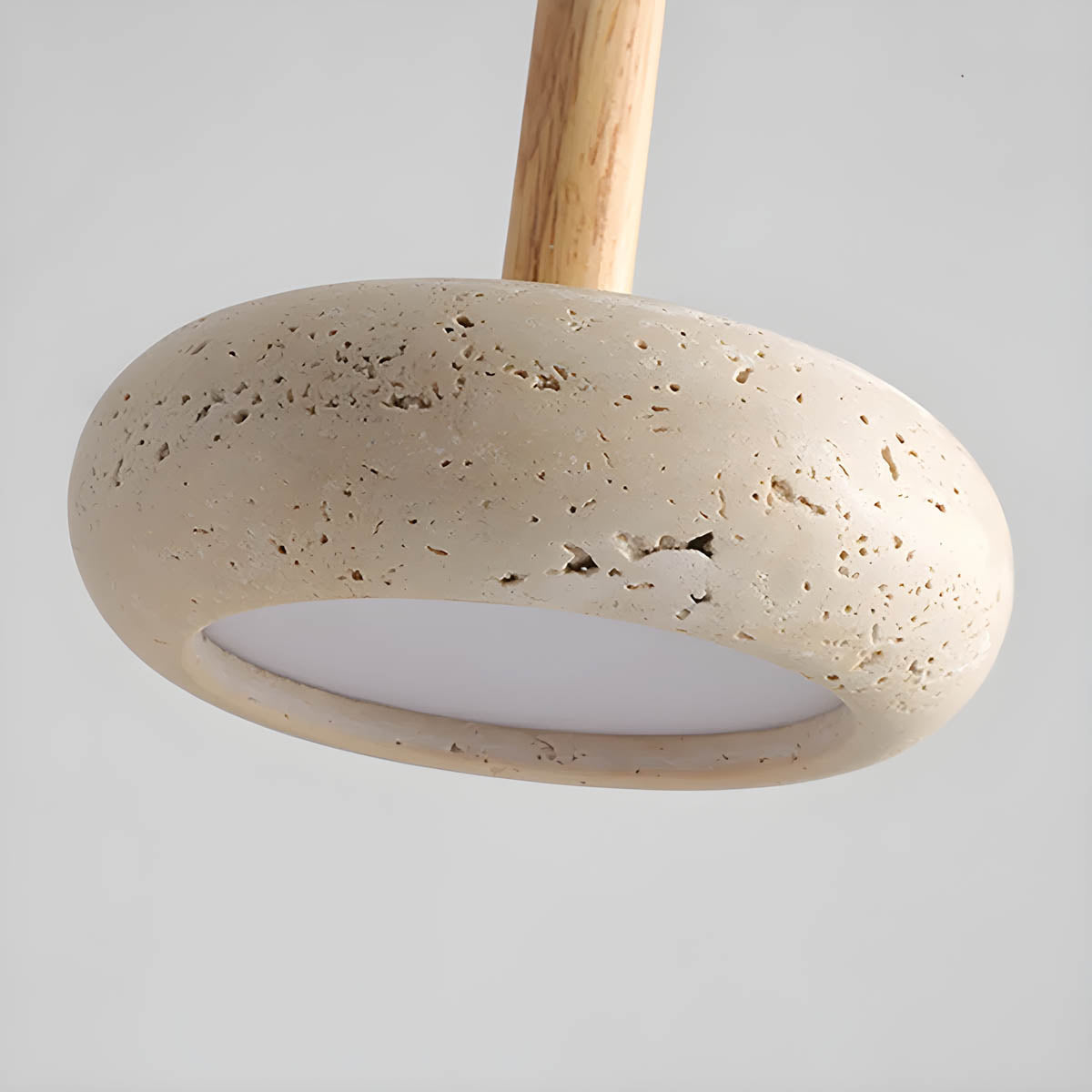 Natural Stone Pendant Light Yellow Travertine With Wood Accent - Product detail 10