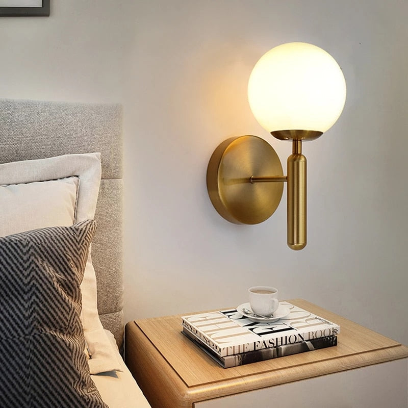 Modern Wall Sconce Brushed Gold Globe Light - Product example