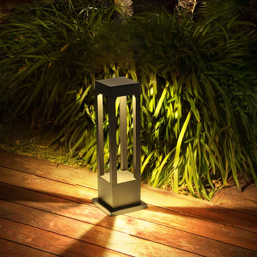 Modern Solar Path Light Black Metal Garden Bollard - Product detail 5