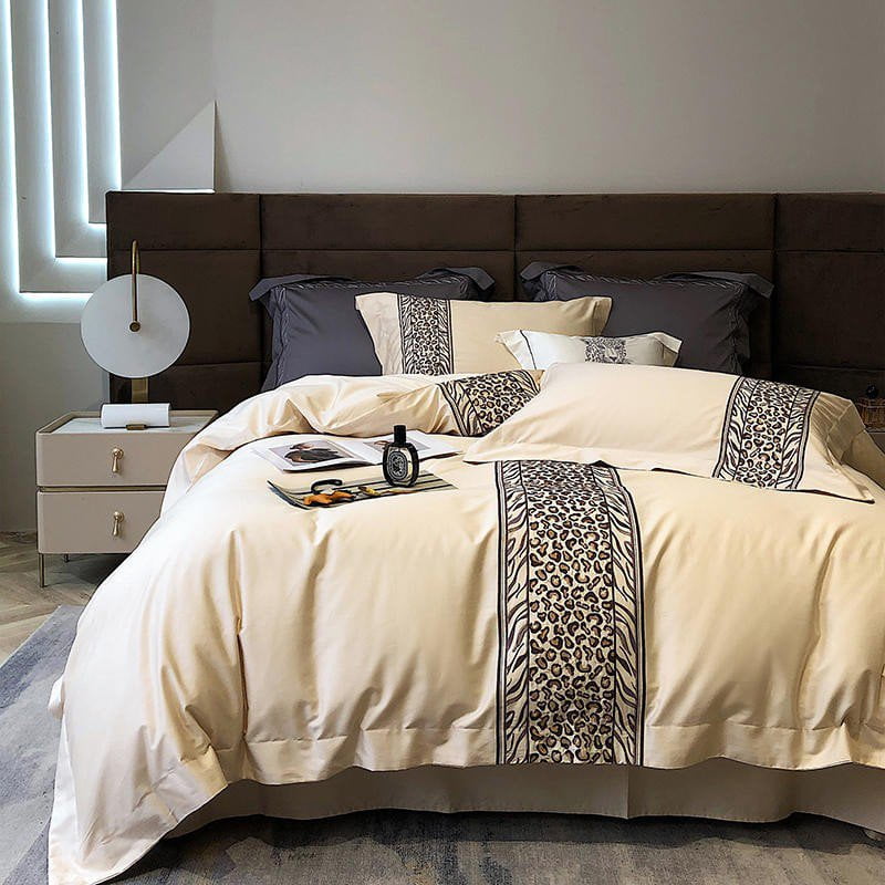 Luxury Egyptian Cotton Bedding Set  Embroidered Grey Pattern - Product detail 20