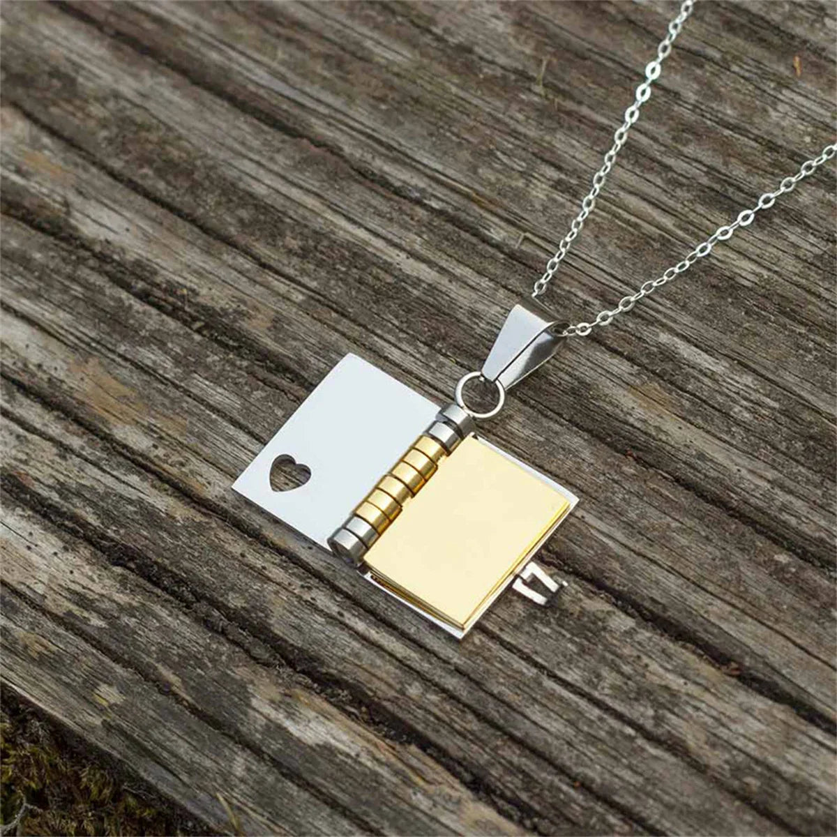 Miniature Book Necklace  Gold Heart Locket Design - Product detail 8