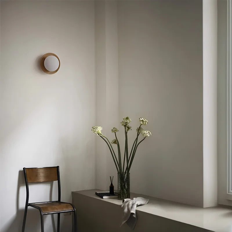 Modern Wall Light Walnut Wood Base with Glass Globe - Product detail 4