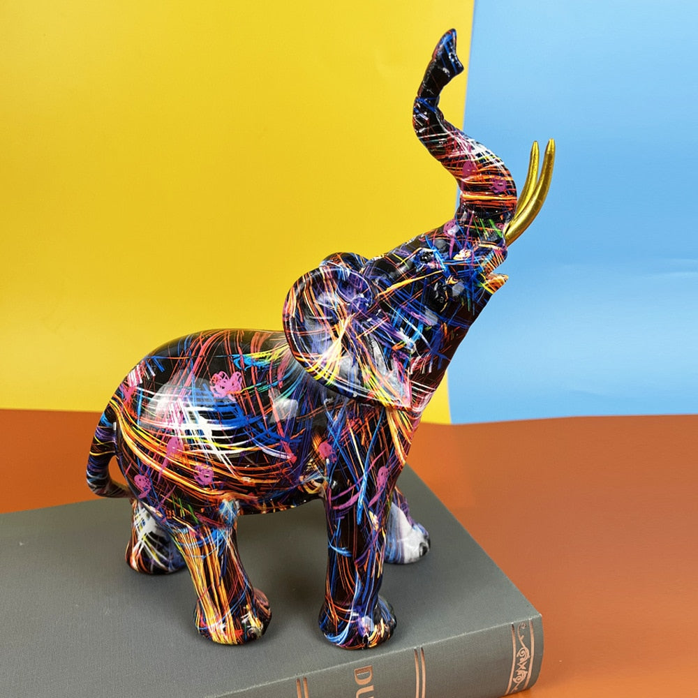Modern Elephant Sculpture  Abstract Multicolor Design - Product example