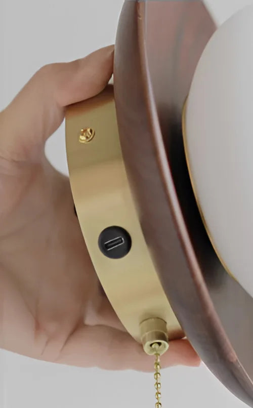 Modern Wall Light Walnut Wood Base with Glass Globe - Product detail 14