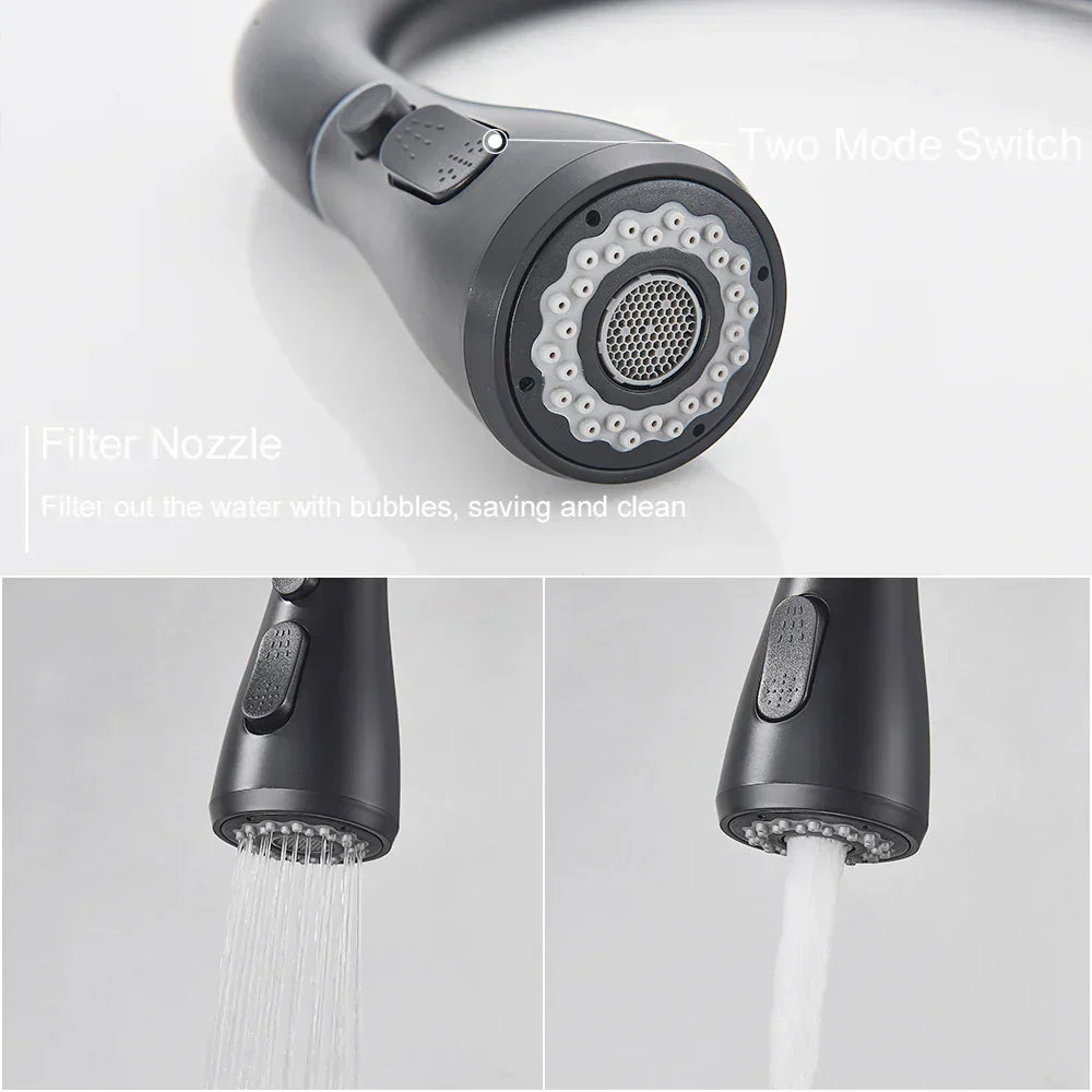 Modern Pull-Down Kitchen Tap  Matte Black Stainless Steel - Product example