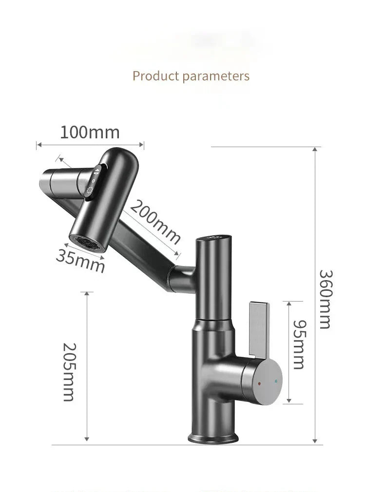 Modern Pull Out Basin Faucet Smart LED Temperature Display - Product detail 13