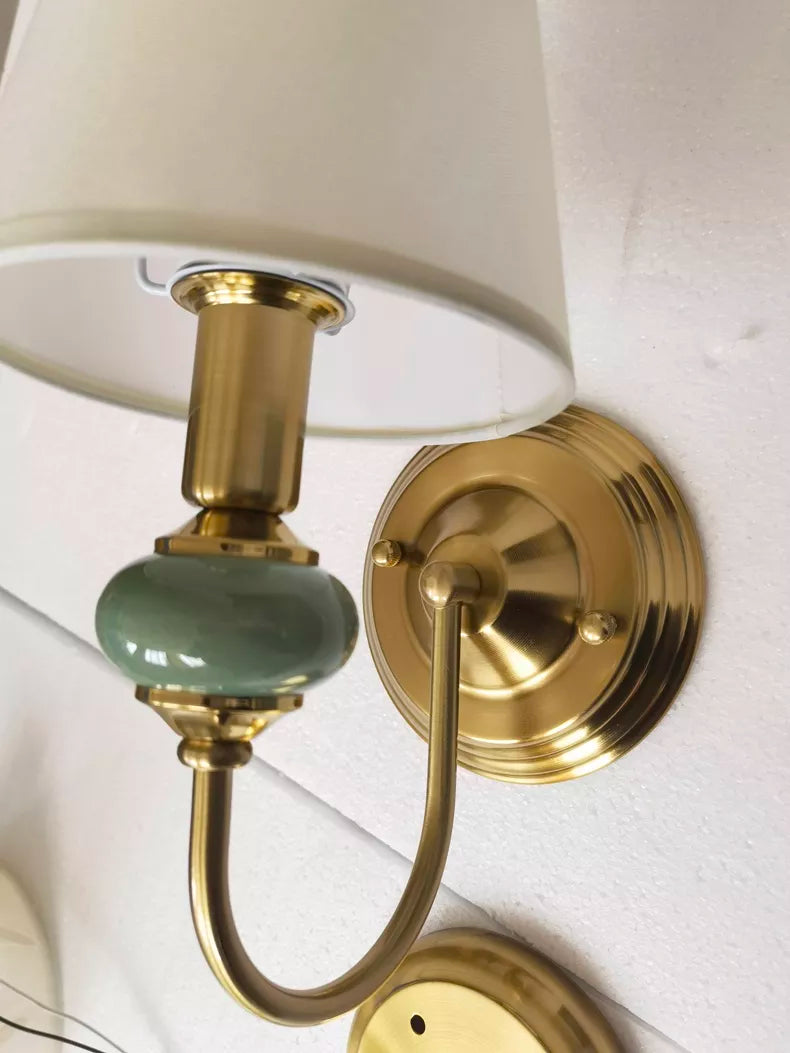 Modern LED Wall Sconce Brass Finish With Fabric Shade - Product detail 8