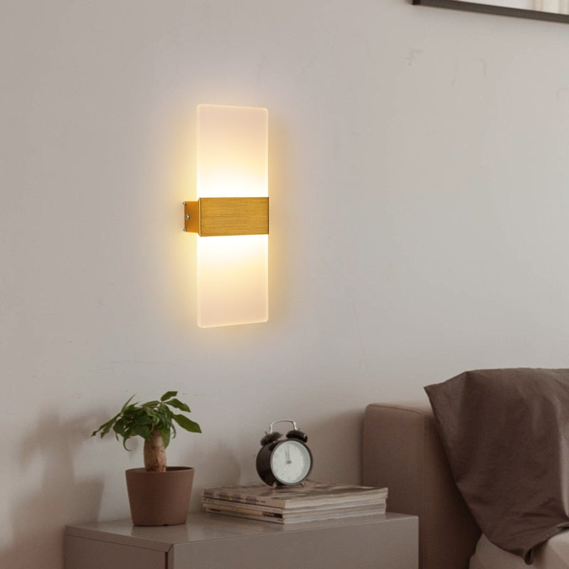 Modern Wall Sconce Minimalist Acrylic Panel with Gold Accent - Detailed view