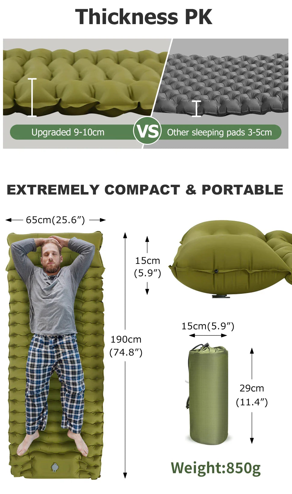 Ultralight Camping Mat  Self-Inflating Outdoor Sleeping Pad - Product detail 9