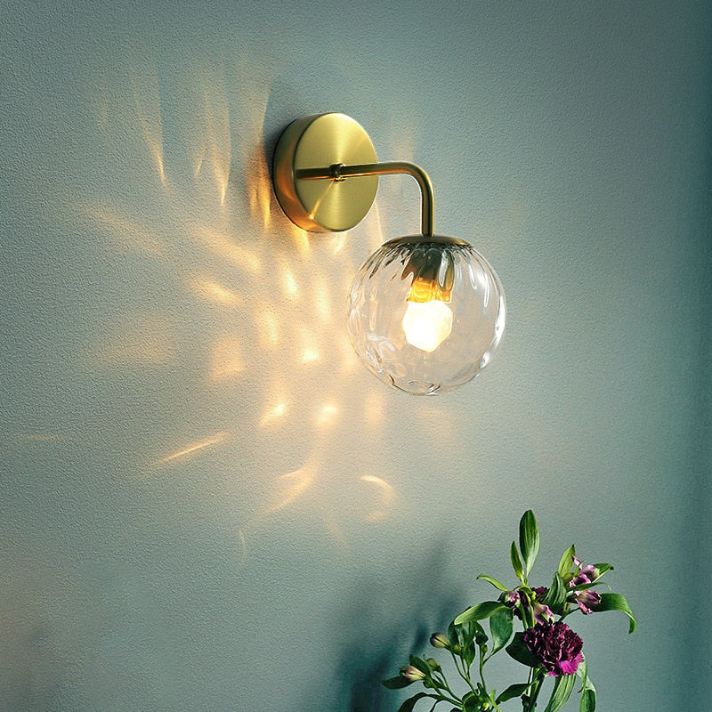 Scandinavian Globe Wall Light Brass Finish with Adjustable Arm - Product example