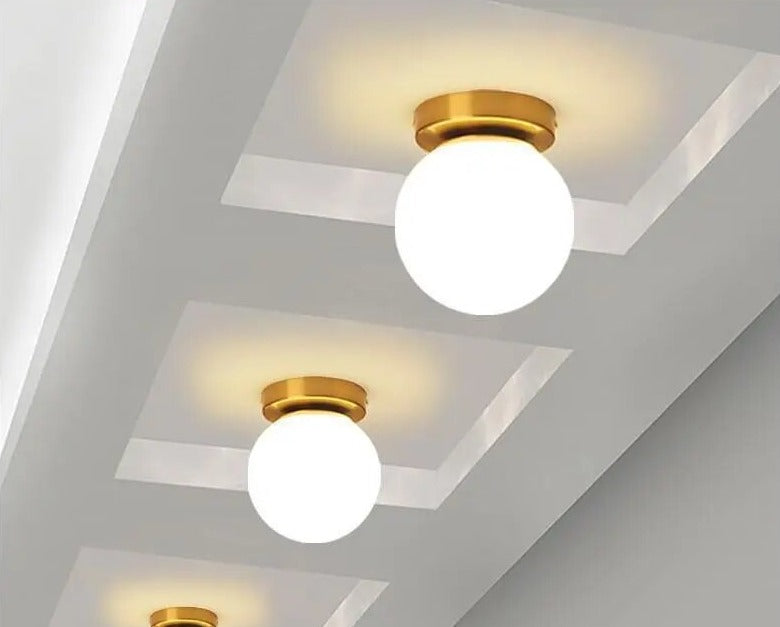 Modern Globe Ceiling Light  White Glass LED Fixture - Product example