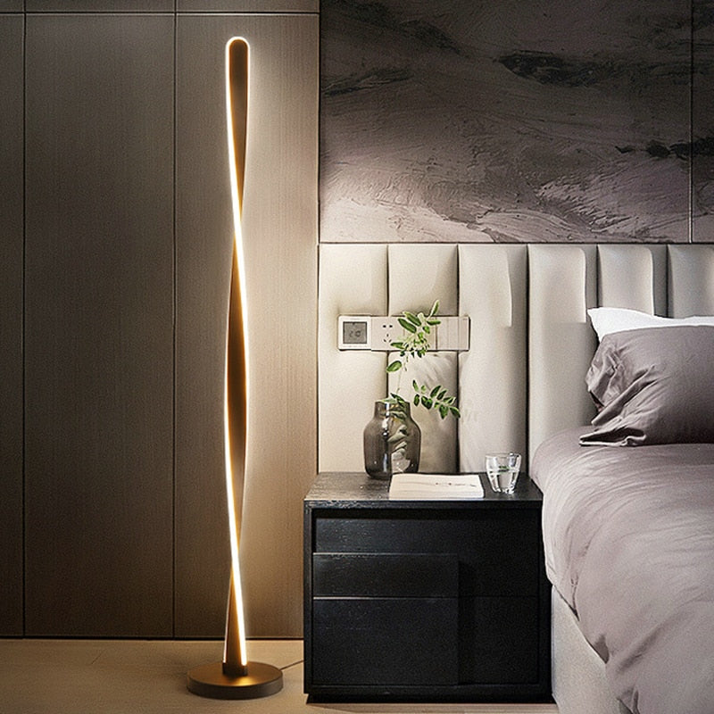 Modern LED Floor Lamp  Twisted Aluminum Design - Detailed view