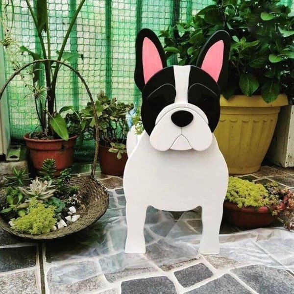Boston Terrier Planter Decorative Garden Dog Sculpture - Product detail 15