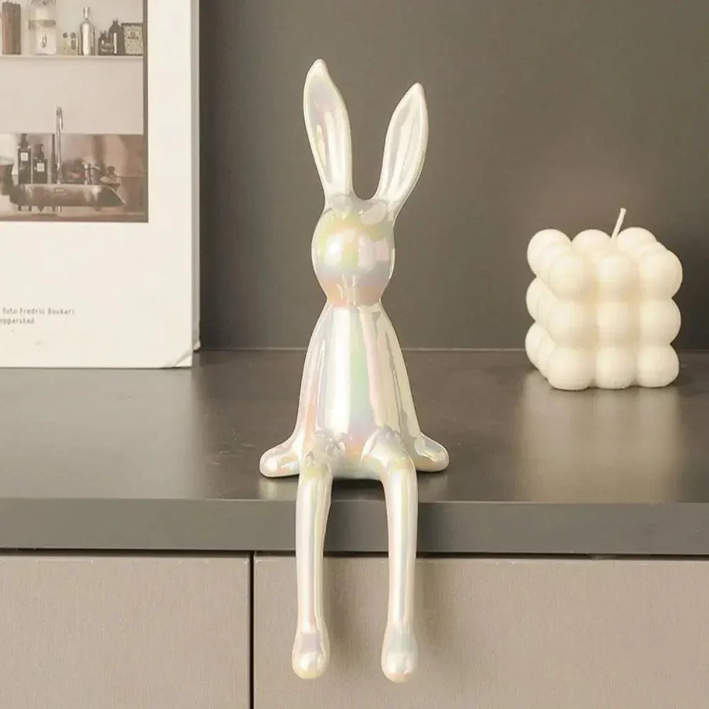 Modern Rabbit Figurine Gold Metallic Shelf Decor - Product detail 7