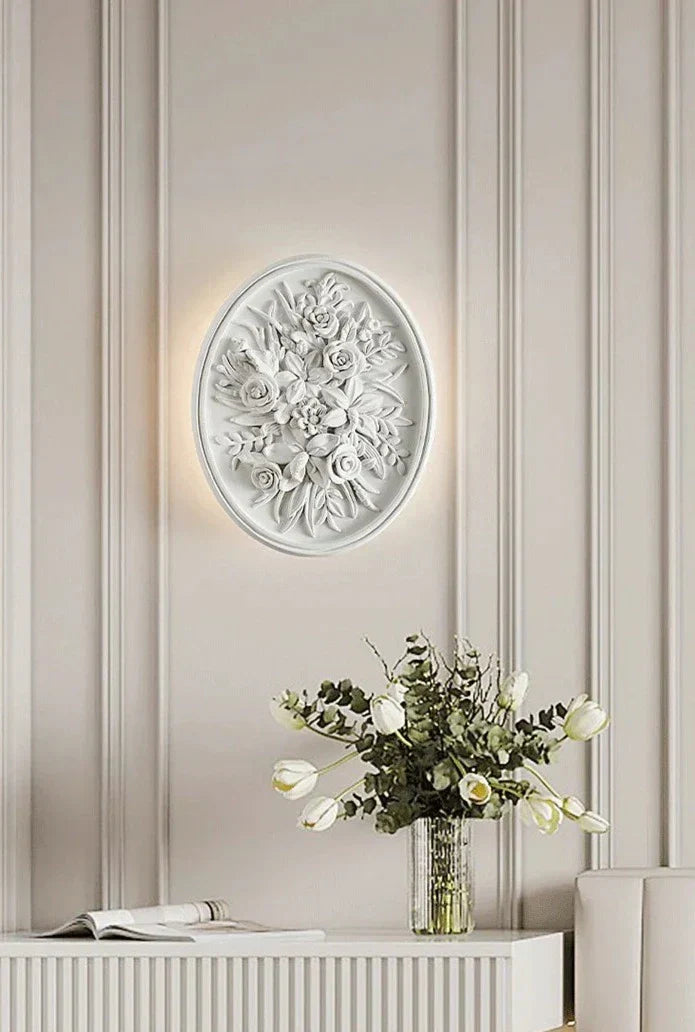 Vintage Wall Lamp French Round Floral Relief Design - Product detail 9