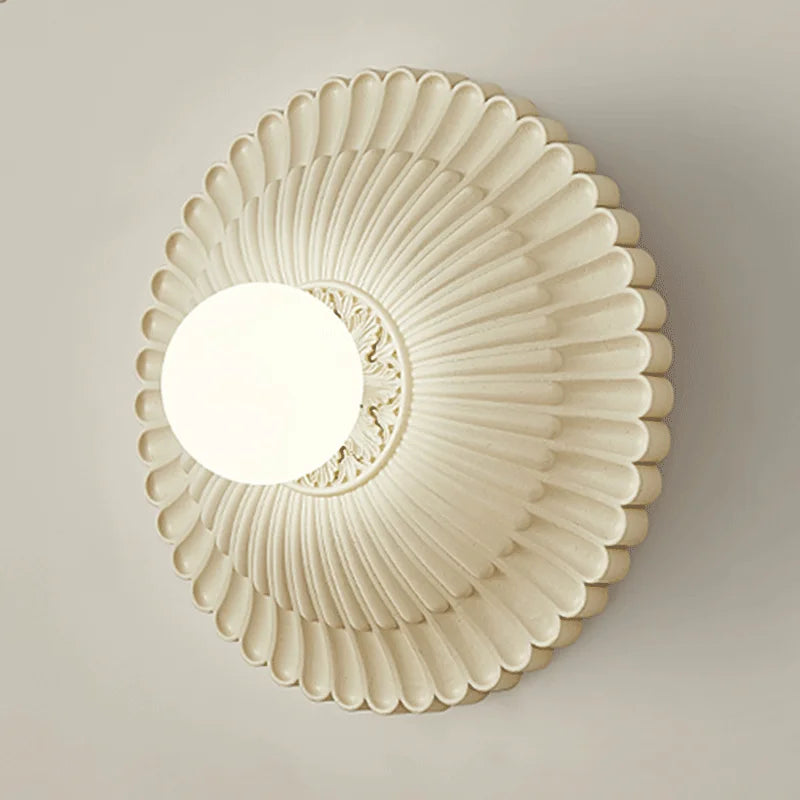 Modern French Wall Light Fluted Milk White Design - Detailed view
