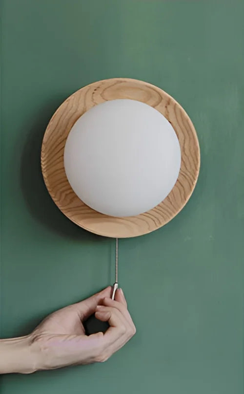 Modern Wall Light Walnut Wood Base with Glass Globe - Product detail 13