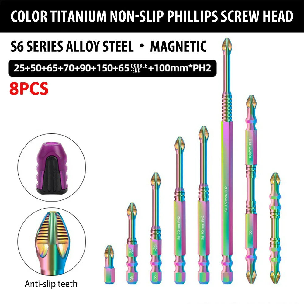Professional Phillips Screwdriver Bit Set Rainbow Titanium Steel Impact Bits - Product detail 17
