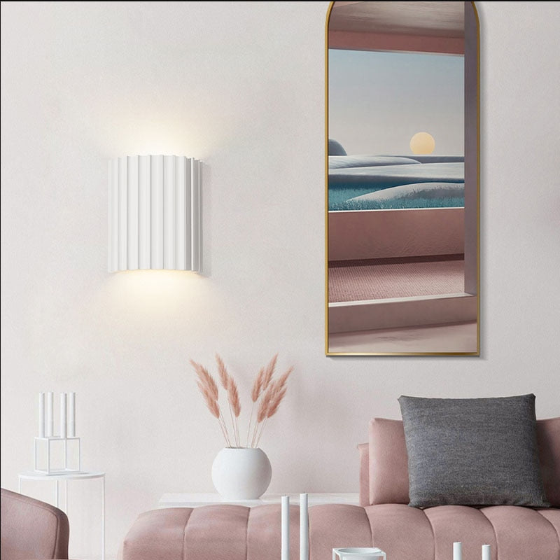 Modern LED Wall Light Fluted Green Aluminum Sconce - Product detail 5