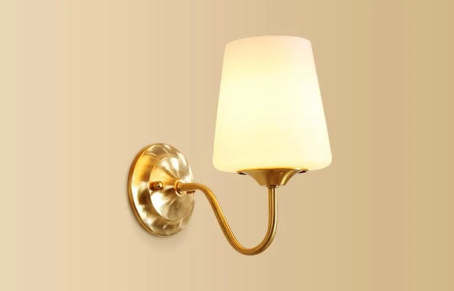 Classic Wall Sconce Curved Brass Arm With Fabric Shade - Product detail 8