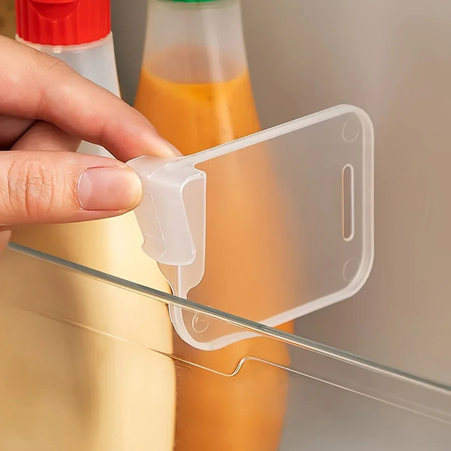 Refrigerator Shelf Organizer Clear Plastic Door Clip System - Product showcase