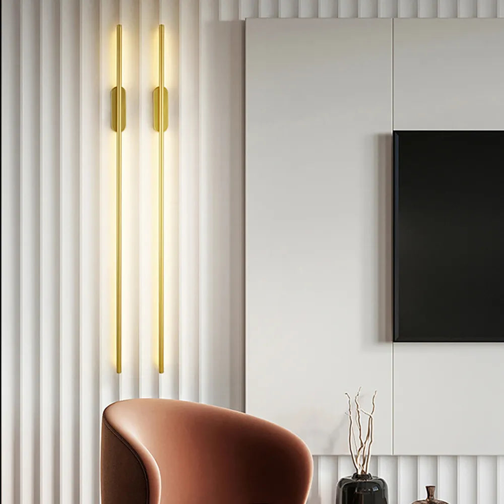 Modern LED Wall Sconce Linear Gold Metal Design - Product detail 4