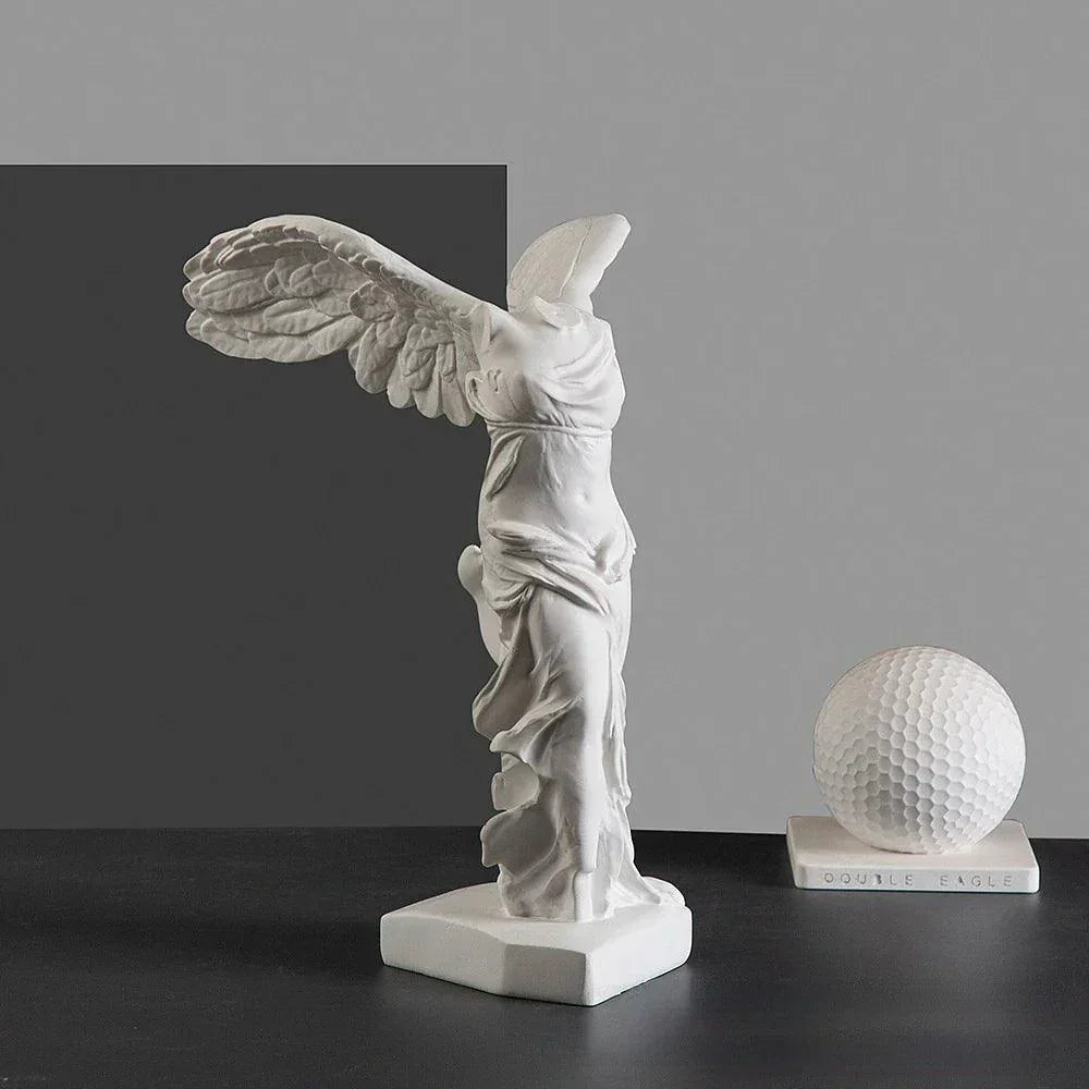 Greek Victory Statue Classical White Resin Sculpture - Detailed view