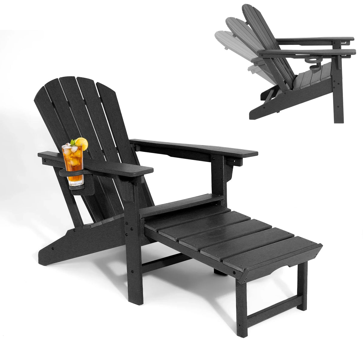 Adjustable Adirondack Chair HDPE Outdoor Recliner With Ottoman - Product detail 9